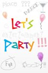 Colorful Let’s Party Text with Party Items